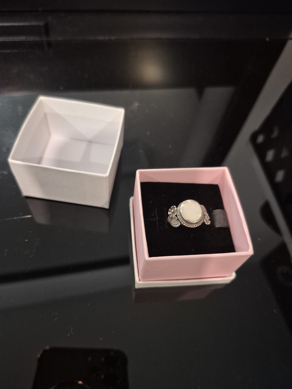 Sterling Silver Mother Of Pearl Stone Statement Ring